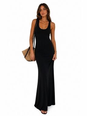 Michael Kors Black Jersey Maxi Dress Open Back Sleeveless NWT Medium
